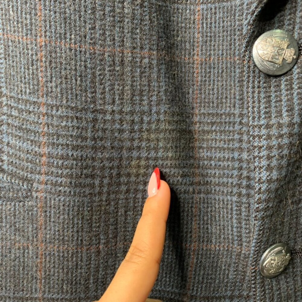 Vintage Burberrys Men's Blue Plaid 100% Camel Hair Sports Coat Blazer Jacket - Picture 5 of 13